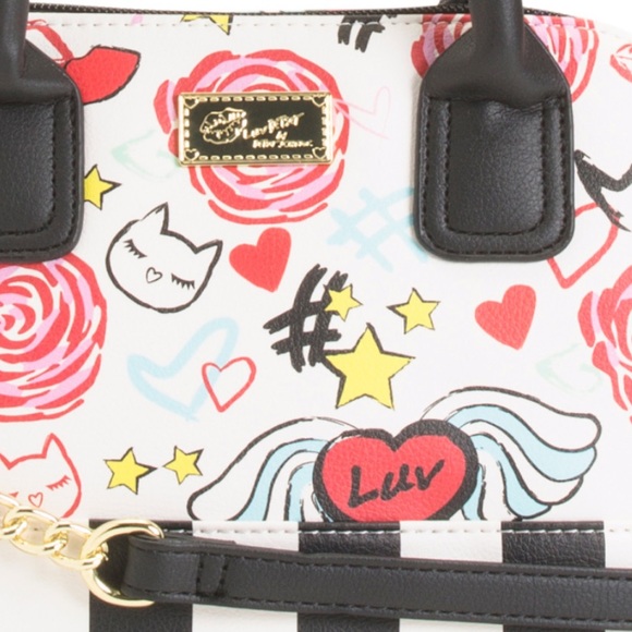 🔥NWT. Betsey Johnson Satchel doodle Black stripes - Picture 13 of 13